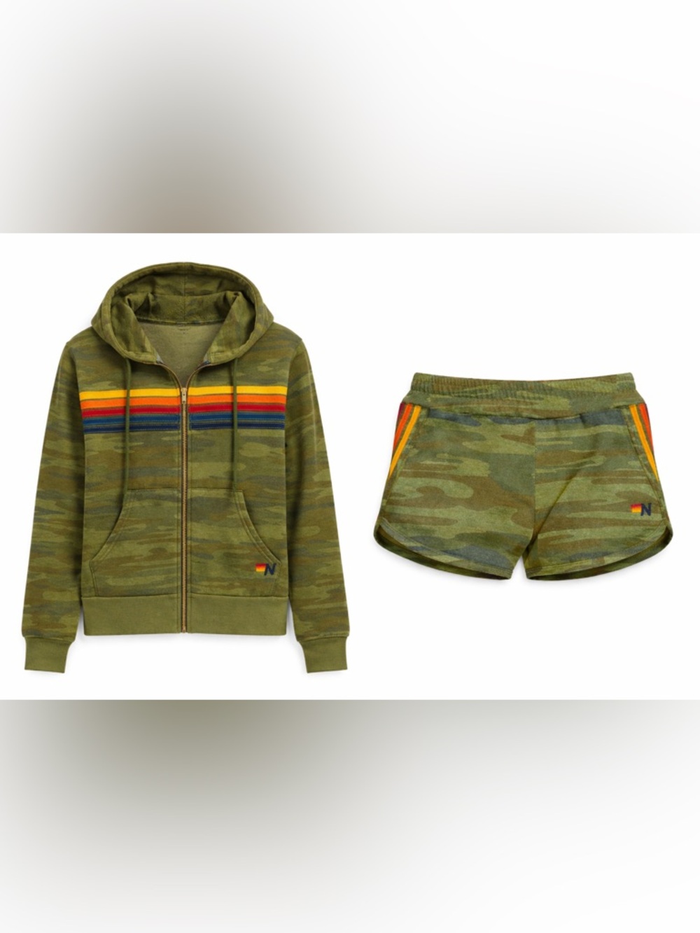 Aviator Nation 5 STRIPE HOODIE/SHORT SET - CAMO
